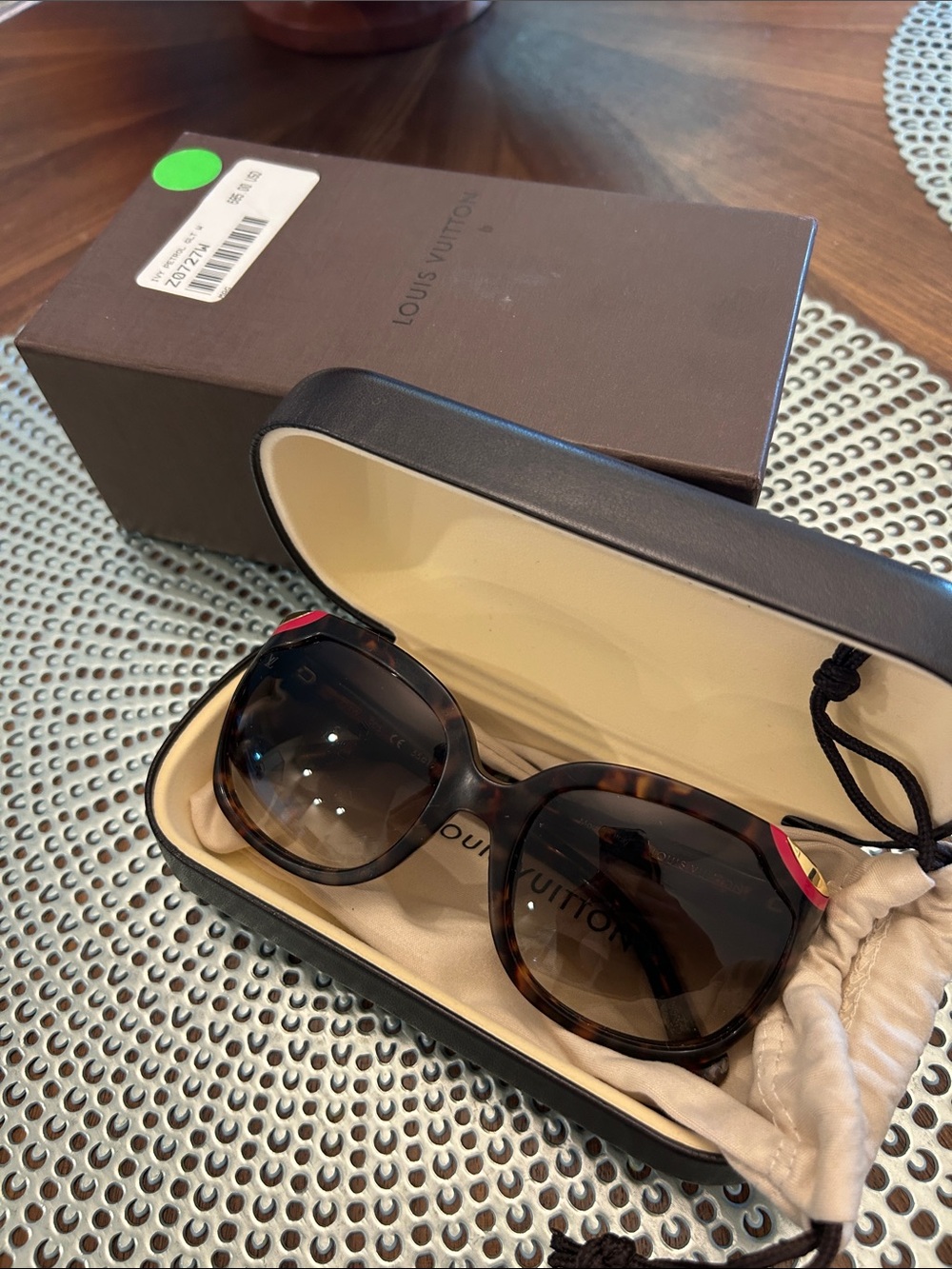 Louis Vuitton Tortoise Shell Sunglasses with Pink Accents
